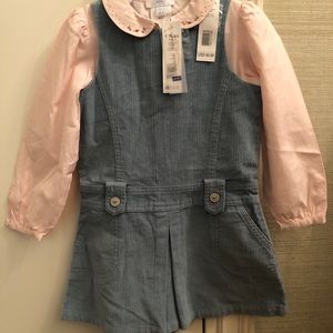 NWT Girls Jacadi Corduroy Jumper/Blouse Set Size 4